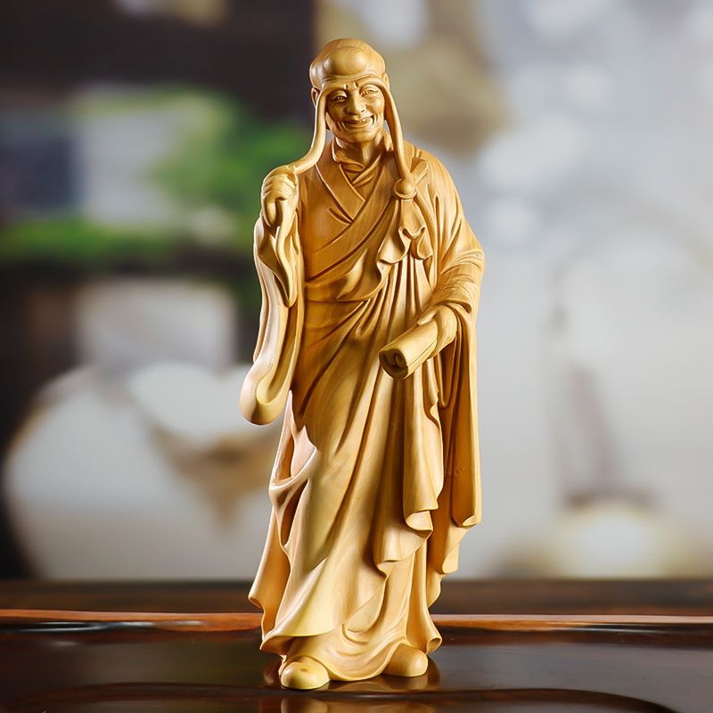 黄杨木雕长眉罗汉茶宠圆雕摆件