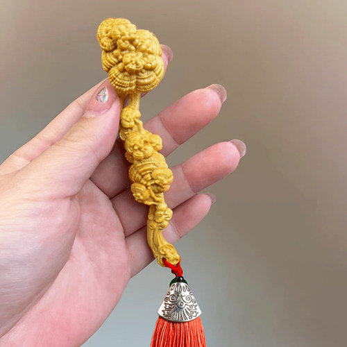 黄杨木雕刻灵芝如意木质创意手把件随身盘玩传统家居桌面装饰摆件
