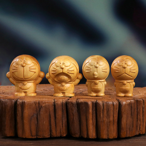 黄杨木手把件摆件机器猫