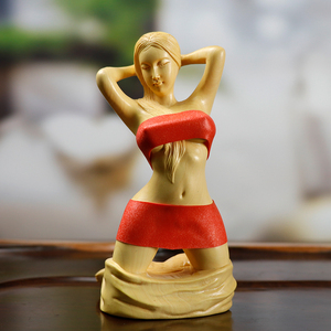 黄杨木雕美女手工艺礼品人物摆件男士把玩天然木头女人体艺术女神