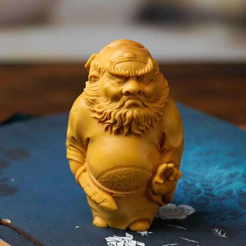 小叶黄杨木雕天师钟馗招财把玩