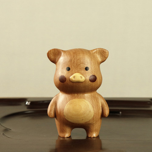 木雕非遗诸事顺利生肖猪摆件