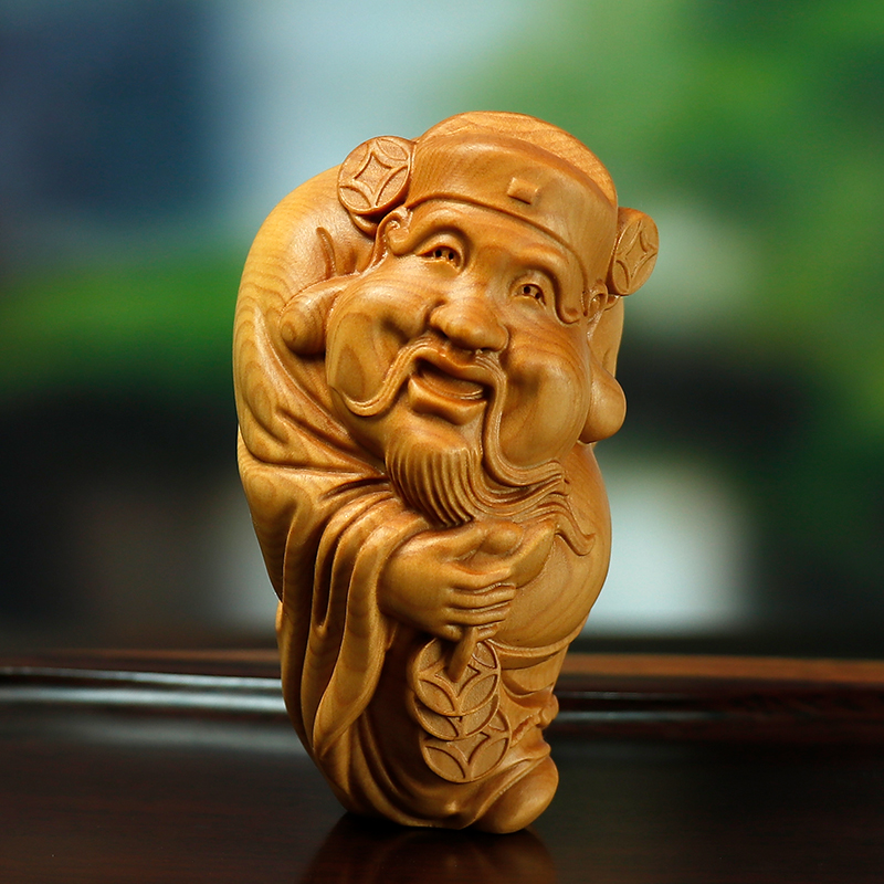 黄杨木财神爷供奉开业佛像手把件