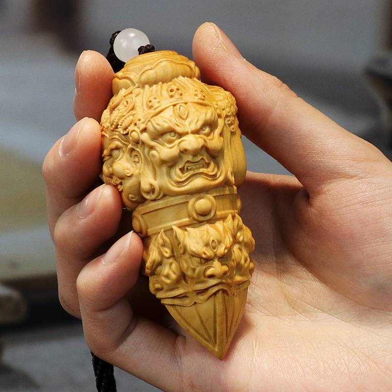 黄杨木雕金刚降魔杵手把件挂件