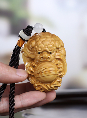 黄杨木雕手把件木质雕刻财貔貅有求把玩文玩汽车钥匙挂件