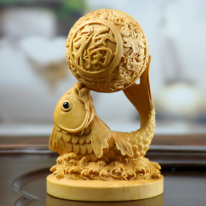 黄杨木雕木质摆件手把件中式家居装饰柜饰品连年有余鱼跃龙门福鱼,家居饰品,木雕,淘宝优惠券,粉丝福利购,淘宝优惠卷