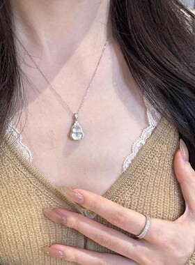 新款轻奢新中式闪钻葫芦项链女ins带钻清冷感精致感颈链直播批发