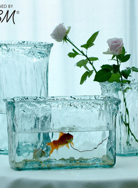 西班牙vsm进口玻璃花瓶摆件客厅插花高级感透明富贵竹插花小鱼缸