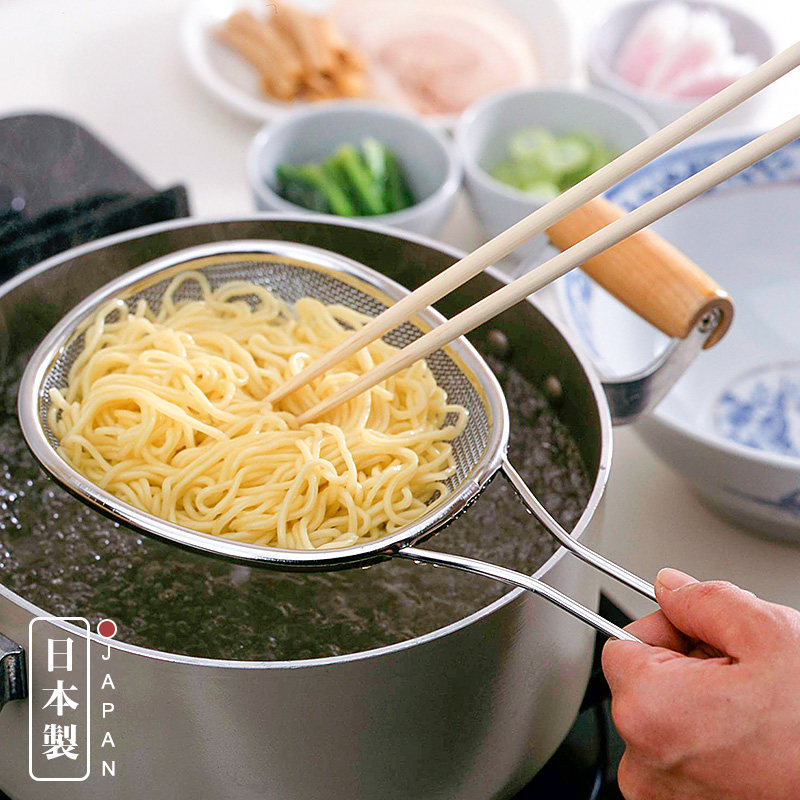 漏勺日本进口下村不锈钢细网厨房油炸捞面火锅笊篱家用豆浆过滤网