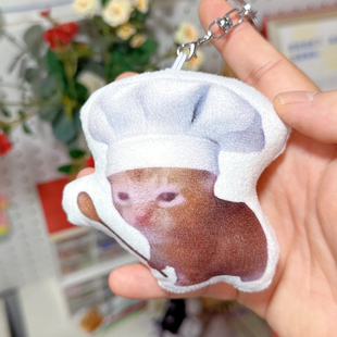 厨师小猫meme表情包语音挂件猫咪毛绒钥匙扣录音玩偶来图定制照片