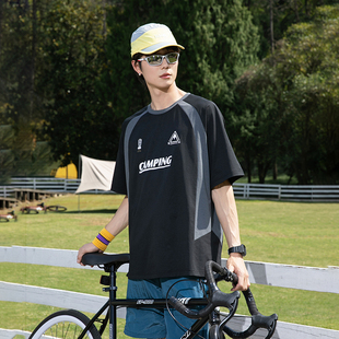 T恤户外撞色宽松情侣款 街头运动短袖 男女防晒t 美式 潮牌2025年新款