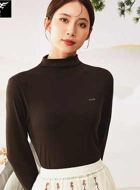 犇业秋冬新款保暖打底衣女莫代尔一字堆堆领上衣打底衫E265