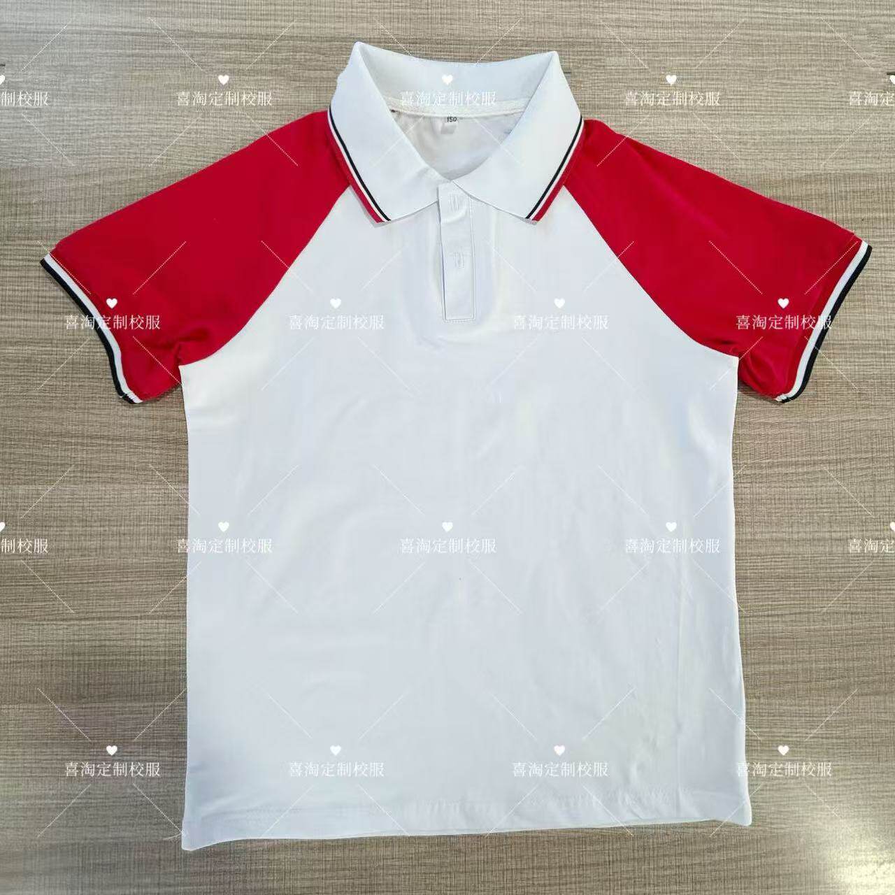 定制中小学生红白蓝校服POLO衫