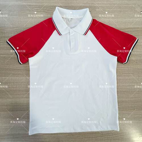 定制中小学生红白蓝校服POLO衫