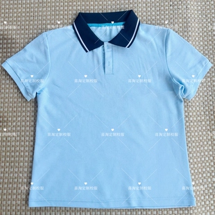 沙河市定做浅蓝色夏季网眼棉净版短袖T恤polo衫校服团体服