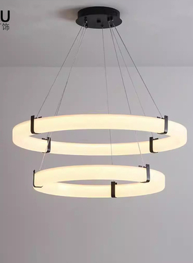 客厅餐厅吊灯现代简约轻奢创意个性圆环房间饭厅意式设计师样板房
