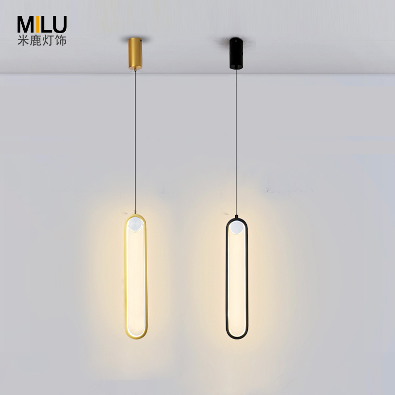 北欧风极简样板房长线背景吧台灯