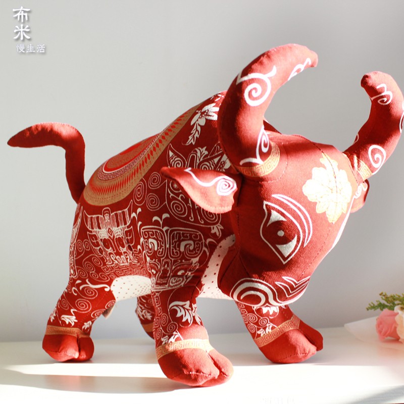 牛吉祥物中国风布络十二生肖手工艺品布艺牛布偶摆件饰品中式礼物