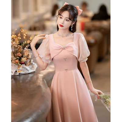 粉色小晚礼服裙女平时可