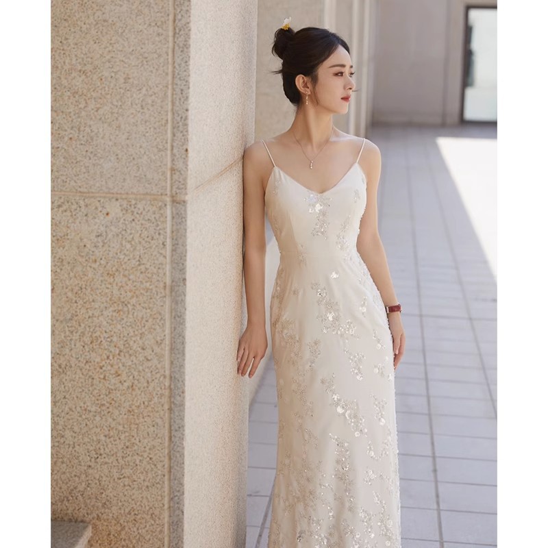 白色法式晚礼服2025新款