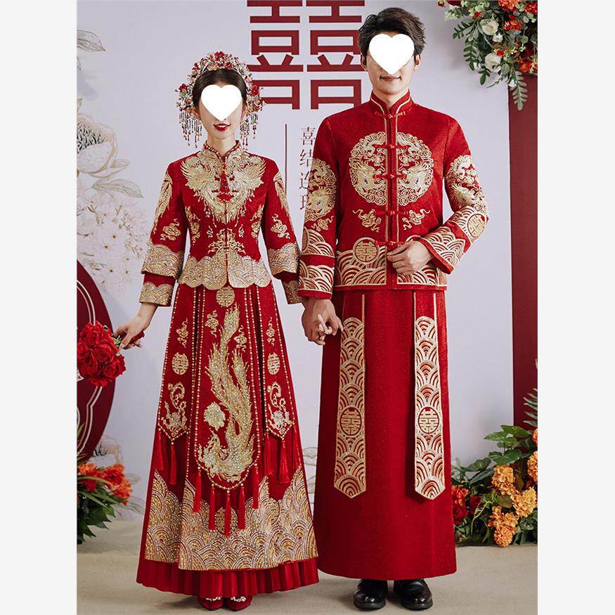 秀禾服新款新娘新式结婚中式出阁小个子婚服龙凤褂大码情侣直销