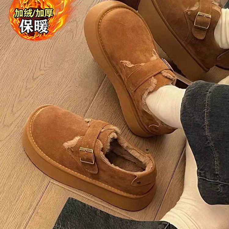 高级感勃肯大棉鞋女冬季2024新款一脚蹬雪地靴34加绒加厚底松糕鞋