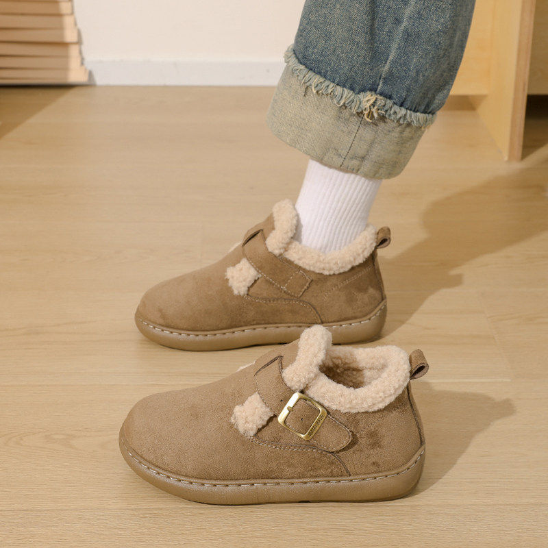 踩屎感勃肯鞋女款2025新款秋冬季加绒保暖孕妇毛毛棉鞋厚底雪地靴