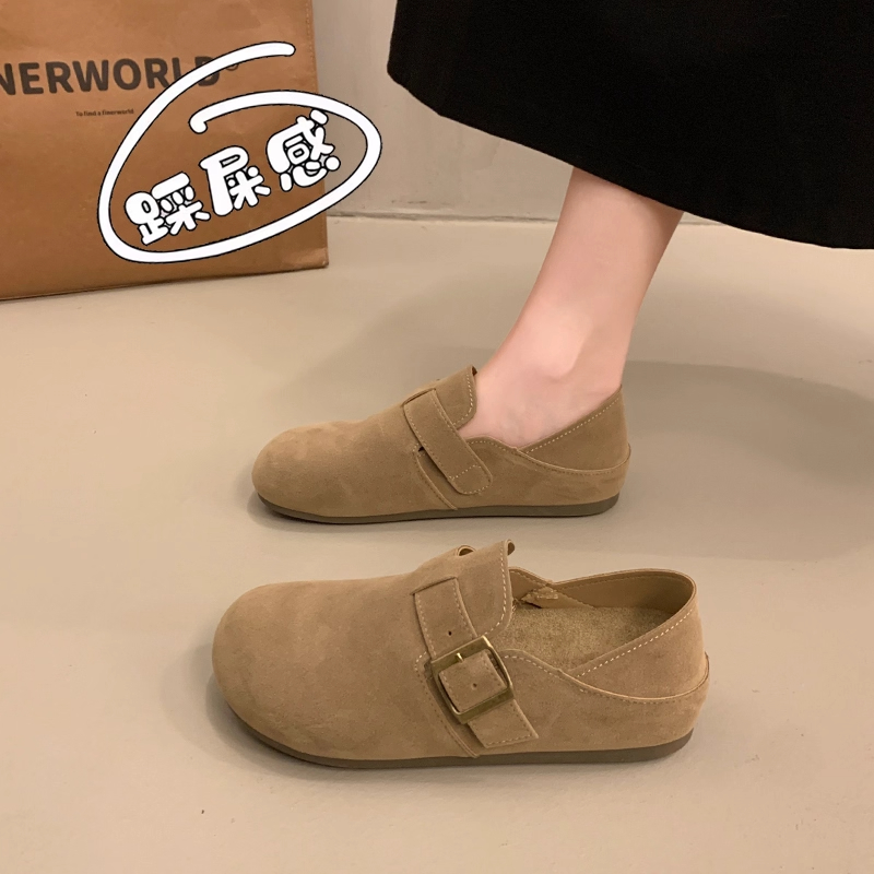 两穿孕妇勃肯鞋女2025新款冬季一脚蹬博肯单鞋休闲豆豆乐福鞋女款