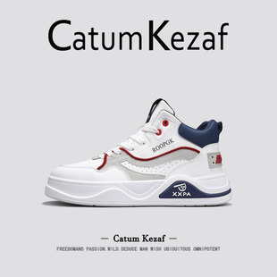 美国CatumKezaf2026新款春季白色高帮鞋男款休闲板鞋厚底马丁靴子