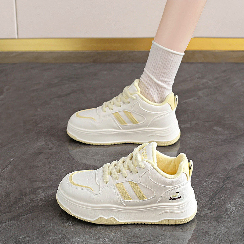 踩屎感运动棉鞋女款2025新款冬季加绒保暖真皮小白鞋厚底学生板鞋