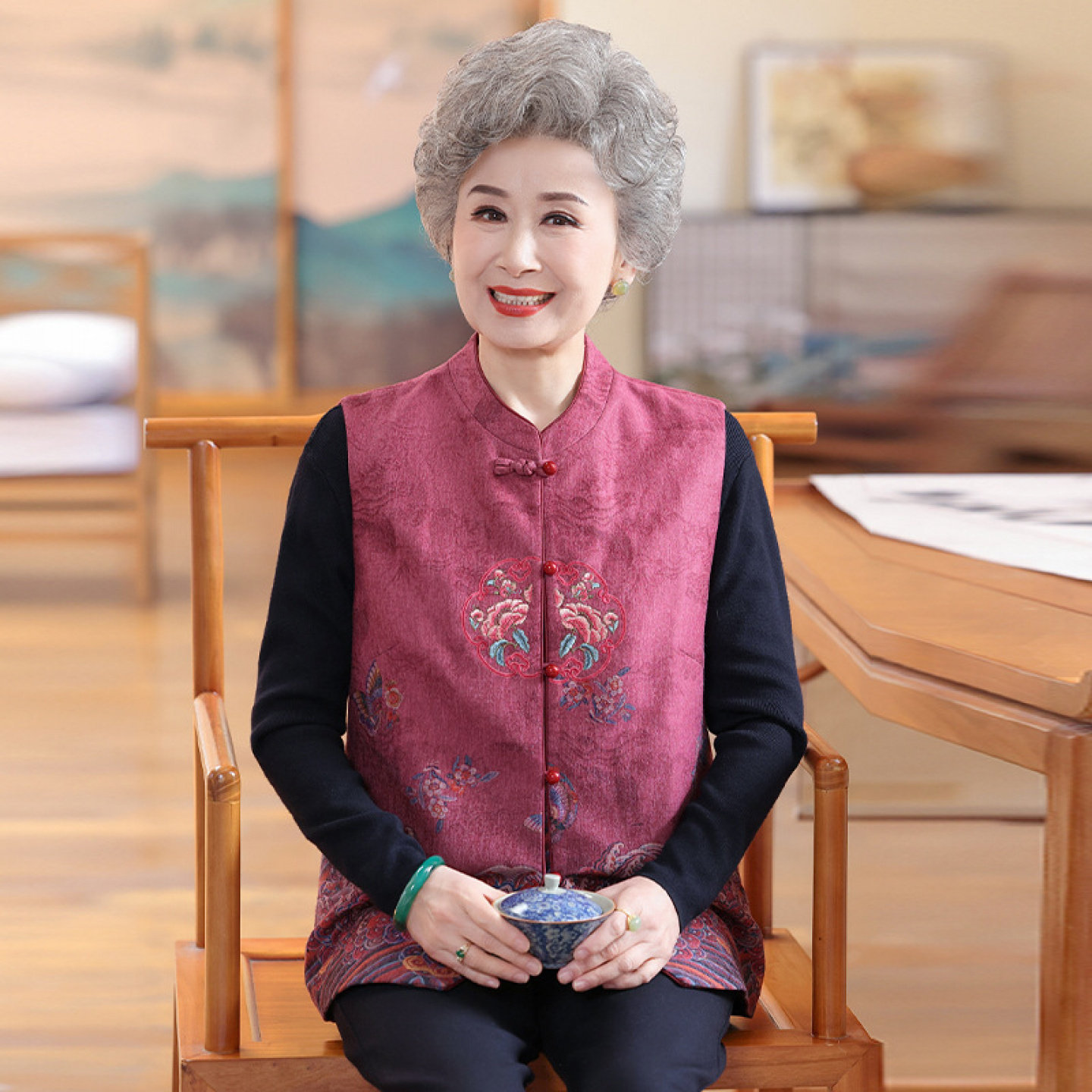 【桑蚕丝100%】上衣套装奶奶夏装开衫老太太衬衫中老年女妈妈真丝