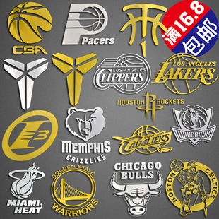 NBA篮球队徽金属贴艾弗森火箭快船湖人热火科比金州勇士金属贴纸