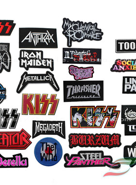 熨烫针缝背胶布贴文字徽章朋克风格乐队标志衣帽装饰贴补丁贴A213