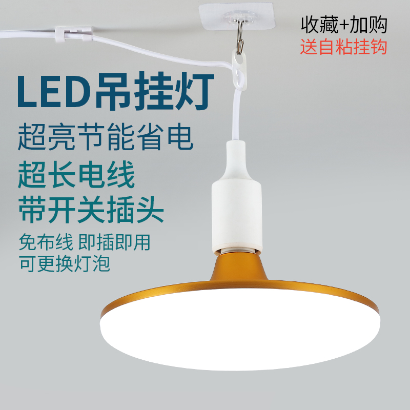 LED插座灯泡带线插头开关悬挂式