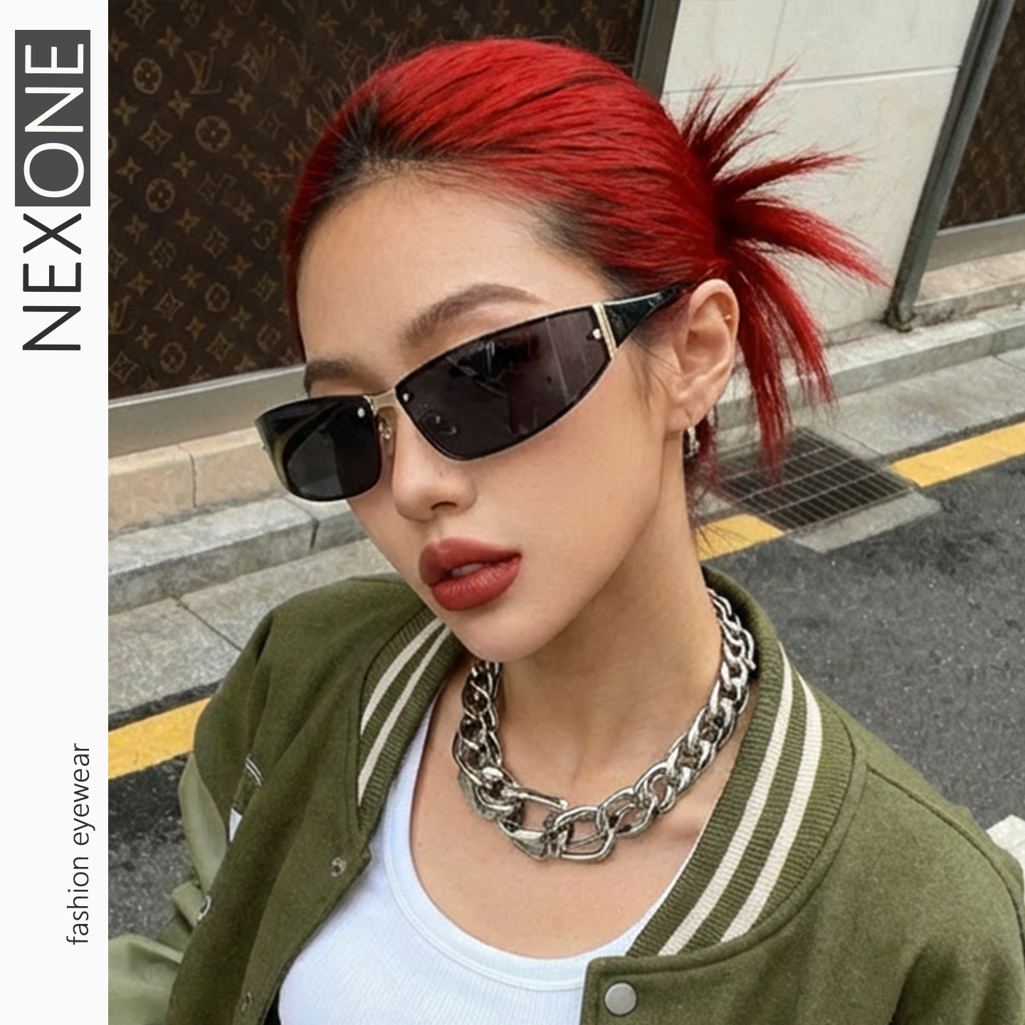 Y2K潮酷弧度小众UV400遮阳墨镜