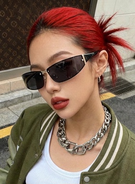 Y2K潮酷弧度小众UV400遮阳墨镜