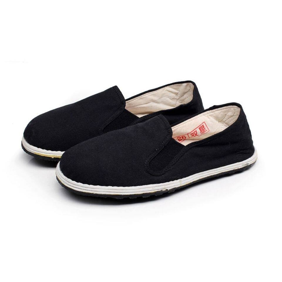 正品双星帆布休闲平底单鞋司机工作鞋厂家直销千层底男鞋轻黑布鞋