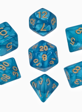 特价多面骰子7颗套装数字色子跑团桌游配件道具4/6/8/10/12/20面