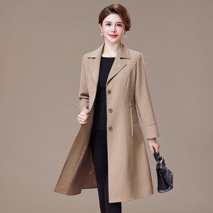 2023秋装翻领外套上衣宽松大码长款潮特体加肥210斤妈妈薄款风衣