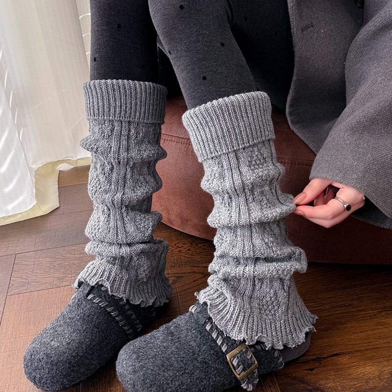 袜套女冬羊毛小腿袜长靴堆堆袜冬天加厚保暖木耳边长袜子菱格腿套,女士内衣/男士内衣/家居服,中筒袜,淘宝优惠券,粉丝福利购,淘宝优惠卷