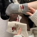 秋冬款羊毛袜子女中筒袜堆堆袜冬天卡通可爱小狗灰色袜子冬季保暖