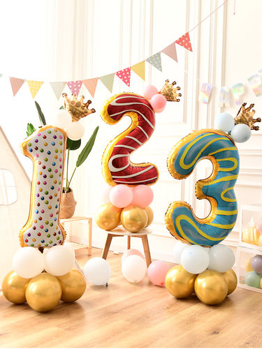 宝宝周岁生日装饰糖果甜甜圈气球