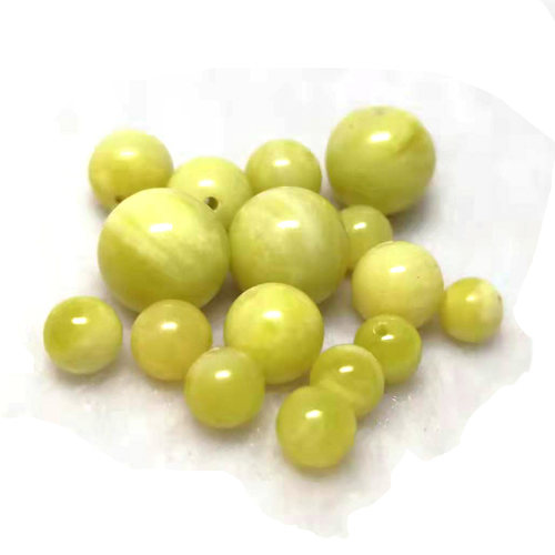 天然菜花玉散珠diy圆珠原石礼物