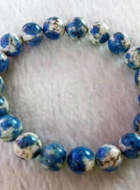 天然K2手链原石能量石手串蓝绿黑云母孔雀石蓝铜矿收藏级饰品礼物