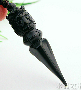 天然黑曜石降魔杖吊坠