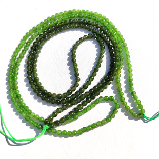 天然和田碧玉项链老坑冰底菠菜绿碧玉手串圆珠手链无烧无加色无注