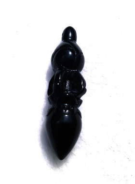 天然黑曜石降魔杖原石吊坠半宝石