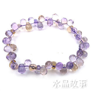 天然紫黄晶原石手链女款水滴刻面紫水晶黄水晶流星雨宝石礼物饰品