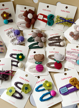 绿色系毛绒发夹抓夹夹子头饰bb夹儿童发圈可爱高级感ins风