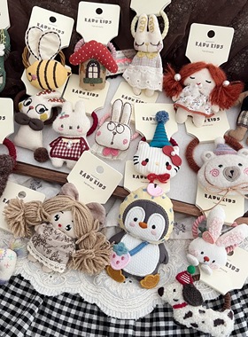 韩国儿童草莓磨毛发圈单圈卡通玩偶发圈 森系可爱玩偶头绳